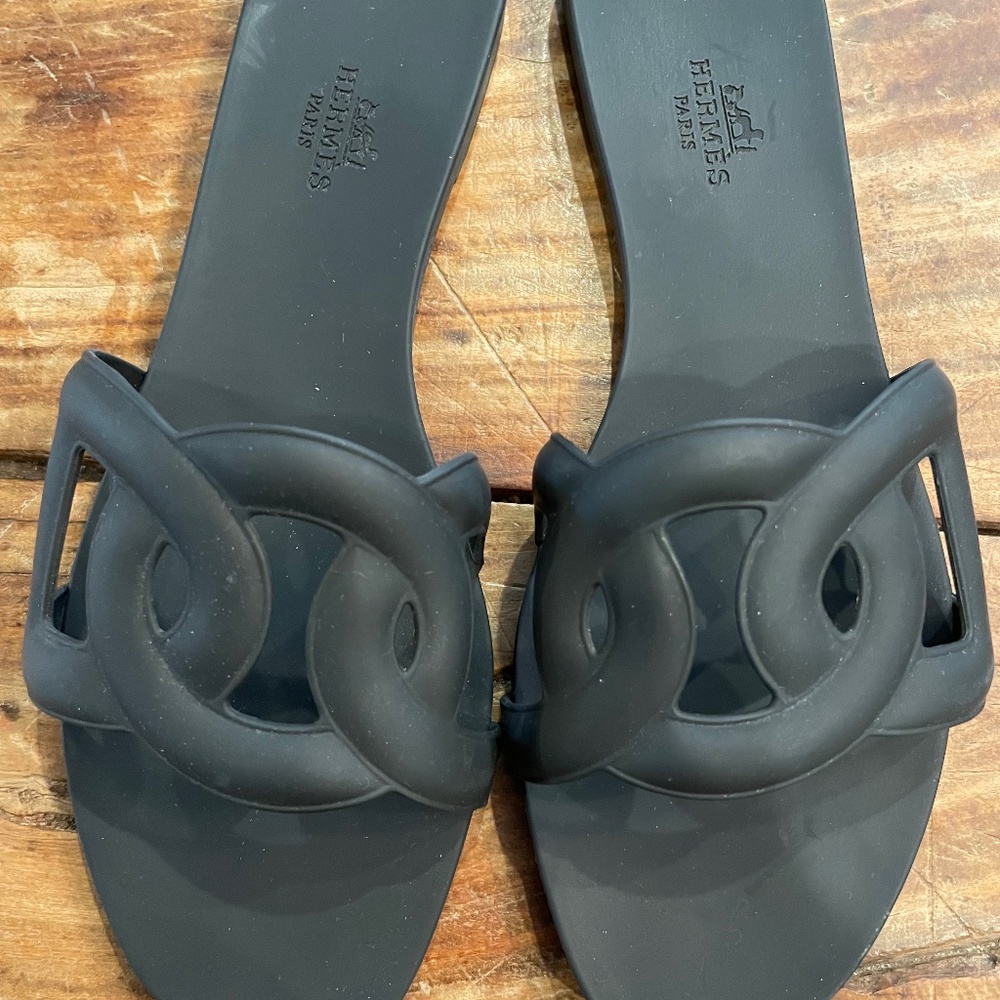 HERMES Aloha Apparel Sandals Size 40/9 Black/Rubber/Jelly Jelly Omaha Style NWOT